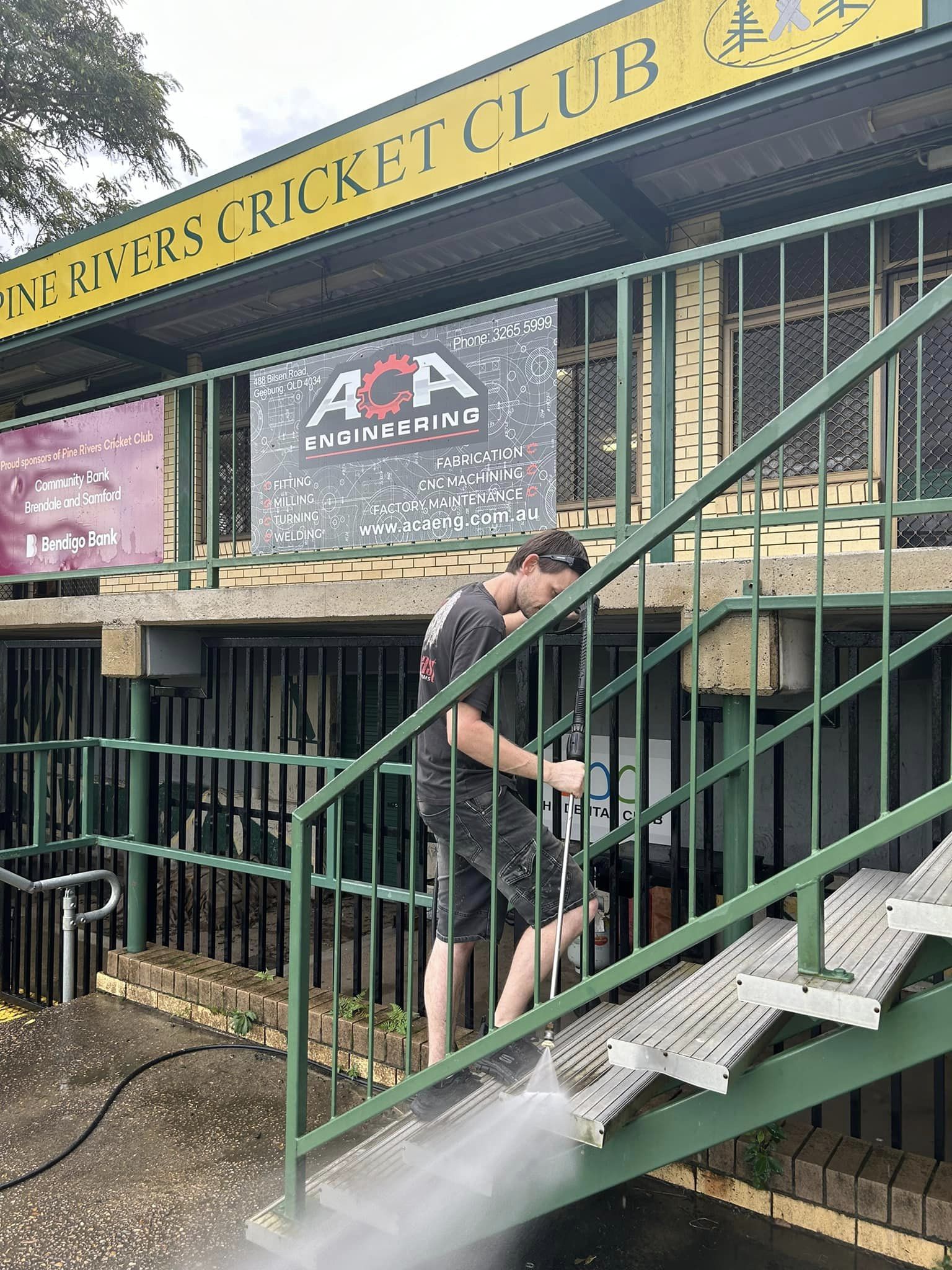 Nick power washing Pine Rivers Cricket club grounds